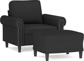 vidaXL fekete bársony kanapéfotel lábtartóval 60 cm