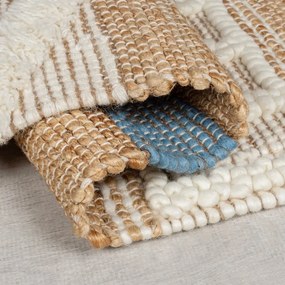 Kék-natúr színű kézi szövésű jutakeverék szőnyeg 120x170 cm Medina Jute – Flair Rugs