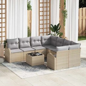 Kerti Kanapé Szett 9 pcs Bézs 55 x 55 x 37 cm polirattan
