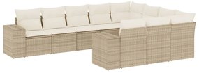 vidaXL 10 részes bézs polyrattan kerti ülőgarnitúra párnával