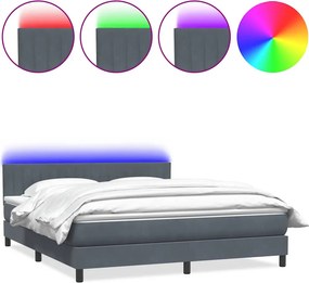 vidaXL sötétszürke bársony rugós és LED-es ágy matraccal 180x210 cm