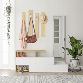 Előszobafal Houseland Ramda fehér/natúr tölgy