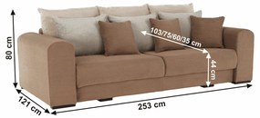 Extra tágas kanapé, világosbarna, bézs, krém színű, GILEN BIG SOFA