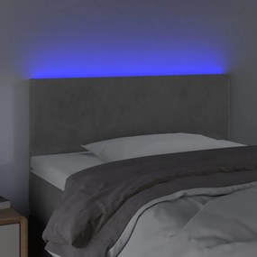 világosszürke bársony LED-es fejtámla 90x5x78/88 cm
