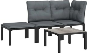 vidaXL 4 részes fekete és szürke polyrattan kerti ülőgarnitúra