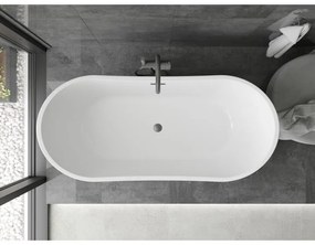 Mexen Montana, szabadon álló kád 150 x 75 cm, fehér-fekete, grafit túlfolyó, 52011507575-66