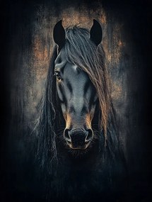 Vászonkép Canvas Fotó Portré Állat Fekete Ló Paripa Sörény 60x80