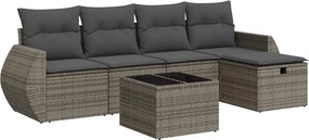 vidaXL 6 részes szürke polyrattan kerti ülőgarnitúra párnákkal