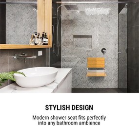 OneConcept Arielle, zuhanyszék, bambusz, alumínium, lehajtható, teherbírás max. 160 kg, fa