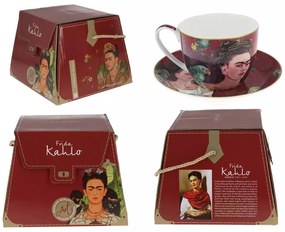 Porcelán csésze aljjal Frida Kahlo önarckép díszdobozban
