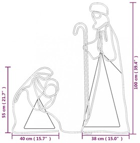 karácsonyi Mária és József figura 264 LED-del 40x55 / 38x100 cm