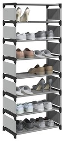 fekete nem szőtt szövetből cipőállvány 8 szintes 54x28x124 cm