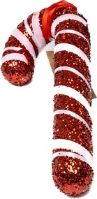 Fehér cukorpálca dísz piros masnival 16.5 cm Fehér, piros-fehér szalag
