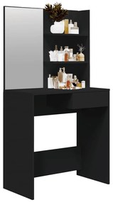 Fekete fésülködőasztal tükörrel 74,5 x 40 x 141 cm