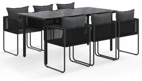 vidaXL 7 részes fekete kerti étkezőgarnitúra