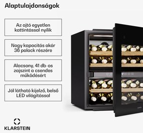 Klarstein Rhone 36 Duo borhűtő, 36 palack, LED vezérlés, push-to-open, csendes