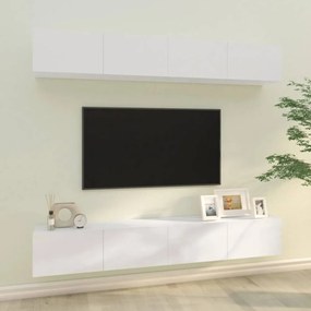 4 db magasfényű fehér fali TV-szekrény 100 x 30 x 30 cm