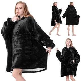 Ujjakkal és kapucnival ellátott takaró - Huggle Hoodie - black