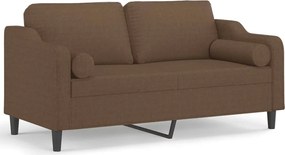 vidaXL 2 személyes barna szövet kanapé díszpárnákkal 140 cm