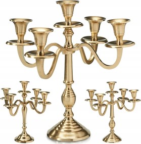 Gyertyatartó Kandeláber Arany Fém Állvány 5 karos Gyertyatartó Asztal