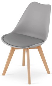 Étkező szett 1 + 4, fehér ADRIA asztal 120x80 cm + világosszürke BALI MARK szék bükkfa lábakkal