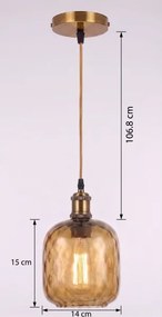 BRILAGI - LED kábeles csillár RETRO GLASS 1xE27/60W/230V átm.14cm arany/füstös barna