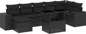 vidaXL 8 részes fekete polyrattan kerti ülőgarnitúra párnákkal