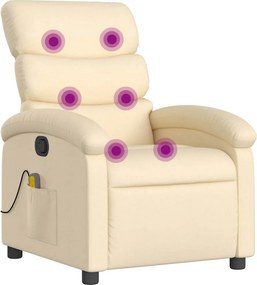 vidaXL krémszínű szövet dönthető masszázsfotel