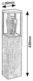Rabalux 7196 Wales kültéri alacsony oszloplámpa fa elemekkel