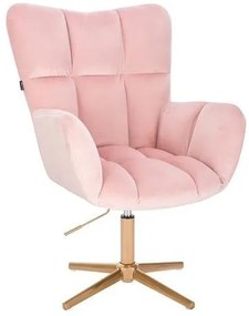 HR650CROSS Púderrózsaszín modern velúr szék arany lábbal
