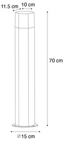 Kültéri állólámpa fekete füstös árnyékolóval hatszögletű 70 cm - Denmark