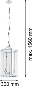 ARGON 1252 BODRUM Klasszikus Függesztett Lámpa Króm E27 IP20