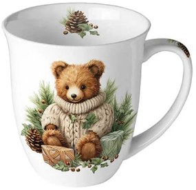 Porcelán bögre Karácsonyi Mackó