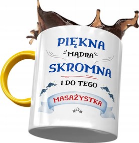 Sárga Bögre Masszőrnek Gyönyörű Okos Szerény Nyomtatott Fotóval