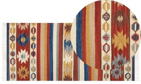 Színes kilim gyapjúszőnyeg 80 x 150 cm JRARAT Beliani
