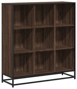 barna tölgy szerelt fa és fém könyvszekrény 97,5x33x107,5 cm