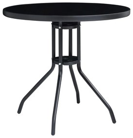 vidaXL fekete acél és üveg kerti asztal 80 cm
