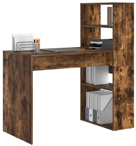 Asztal polcokkal Füstölt tölgy 113 x 54 x 120 cm Faanyag
