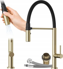 Konyhai csaptelep Csaptelep Fekete Rugalmas kifolyócső Álló Arany Scala