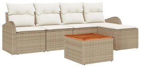 vidaXL Kerti Kanapé Szett párnával 6 pcs Bézs polirattan