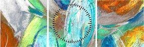 Kép - Színes absztrakció (órával) (90x30 cm)