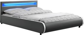 Franciaágy RGB LED világítással, szürke, 180x200, DULCEA