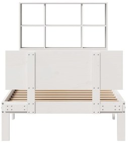 fehér tömör fenyőfa könyvespolcos ágy matrac nélkül 90 x 200 cm