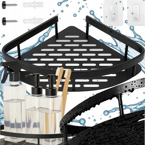 2 Db-os Félköríves Sarokpolc Szett Fürdőszobába, Zuhanyzóba, Fekete