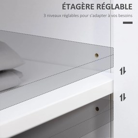 HOMCOM Buffetszekrény a nappaliba és konyhába, 2 ajtós, állítható polcmagasságú, 2 fiókos, 100 x 40 x 85 cm, fehér és fa hatású | Aosom