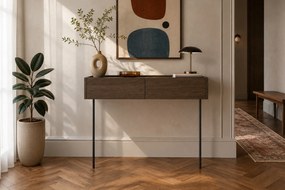 Dunari konzolasztal 100 cm fiókokkal, fém lábakkal - dunin tölgy