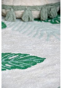 Zöld-krémszínű mosható kézi szövésű pamut gyerek szőnyeg 140x200 cm Tropical Green – Lorena Canals