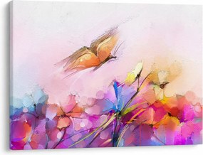 Kép - pillangó a virág felett, absztrakció (70x50 cm)