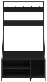 fekete ruhafogas cipőpolccal 100x41x184 cm
