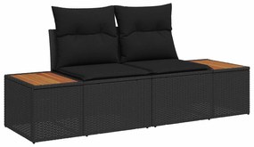 vidaXL Kerti kanapé Fekete 184 x 62 x 85cm polirattan